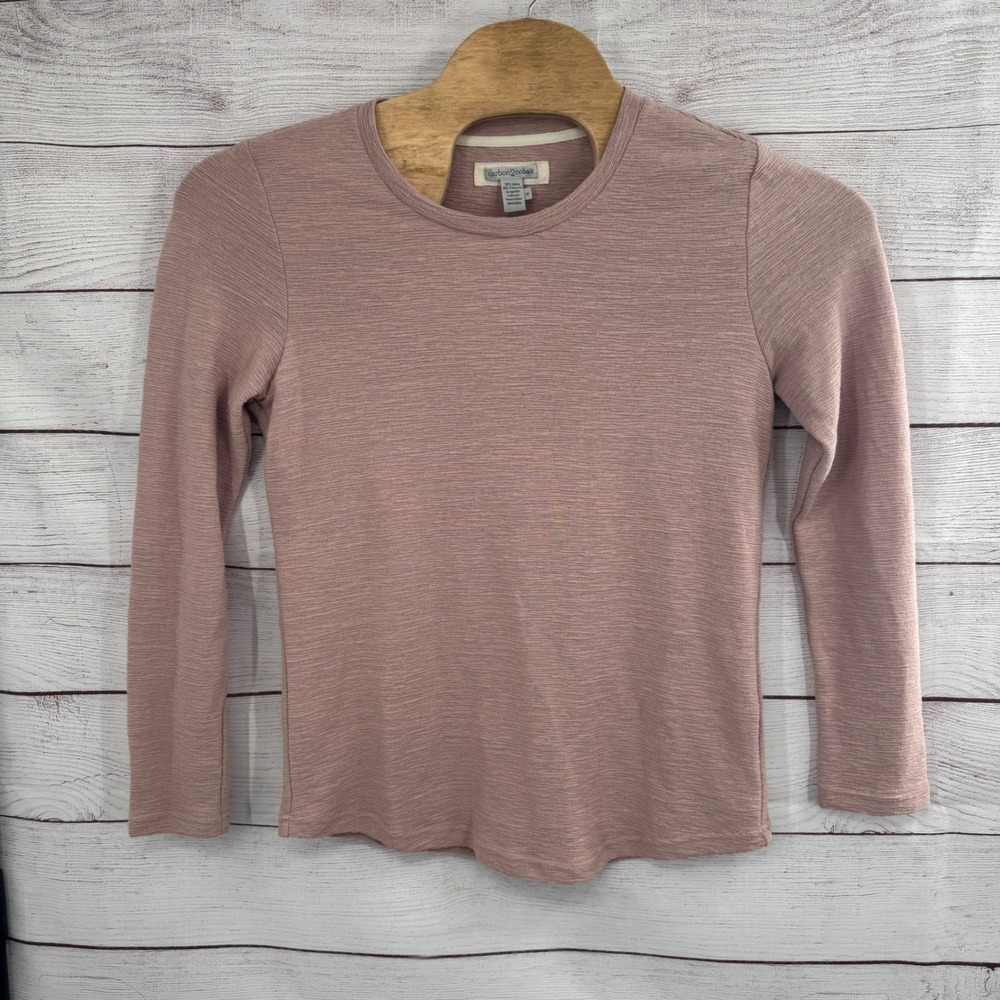 Carbon 2 Cobalt Long‎ Sleeve Top Textured Knit Casual Shirt Mauve Pink Medium